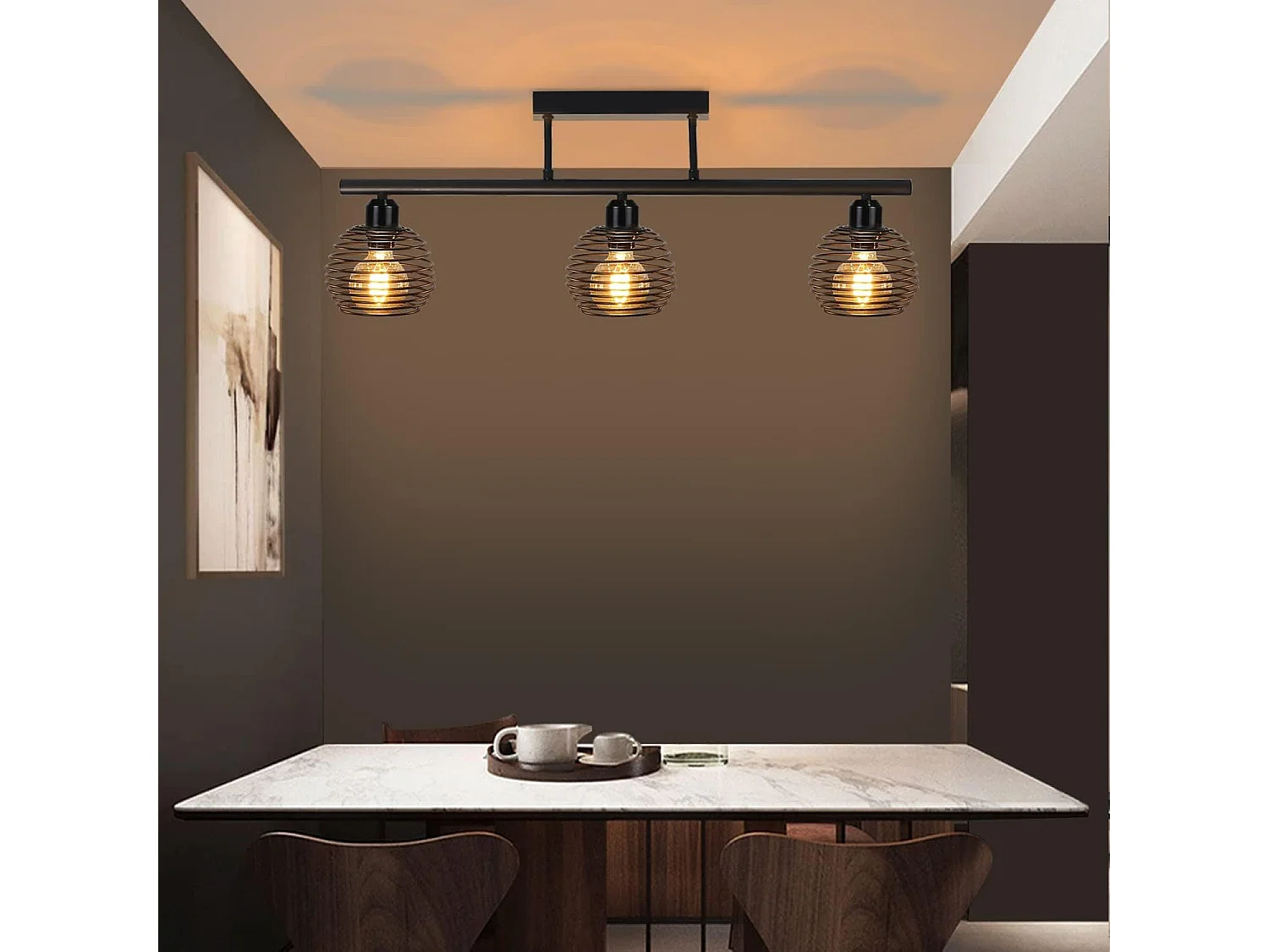 NETTLIFE Plafonnier Vintage Rétro 25W E27 Lampe Industrielle Lampe Design Noire pour Salon Chambre Cuisine Salle à Manger Salle d'étude Table à Manger