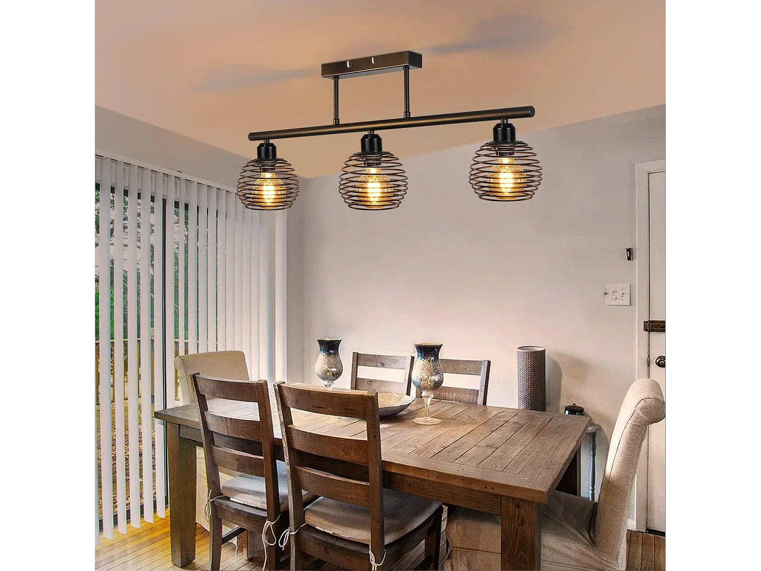 NETTLIFE Plafonnier Vintage Rétro 25W E27 Lampe Industrielle Lampe Design Noire pour Salon Chambre Cuisine Salle à Manger Salle d'étude Table à Manger