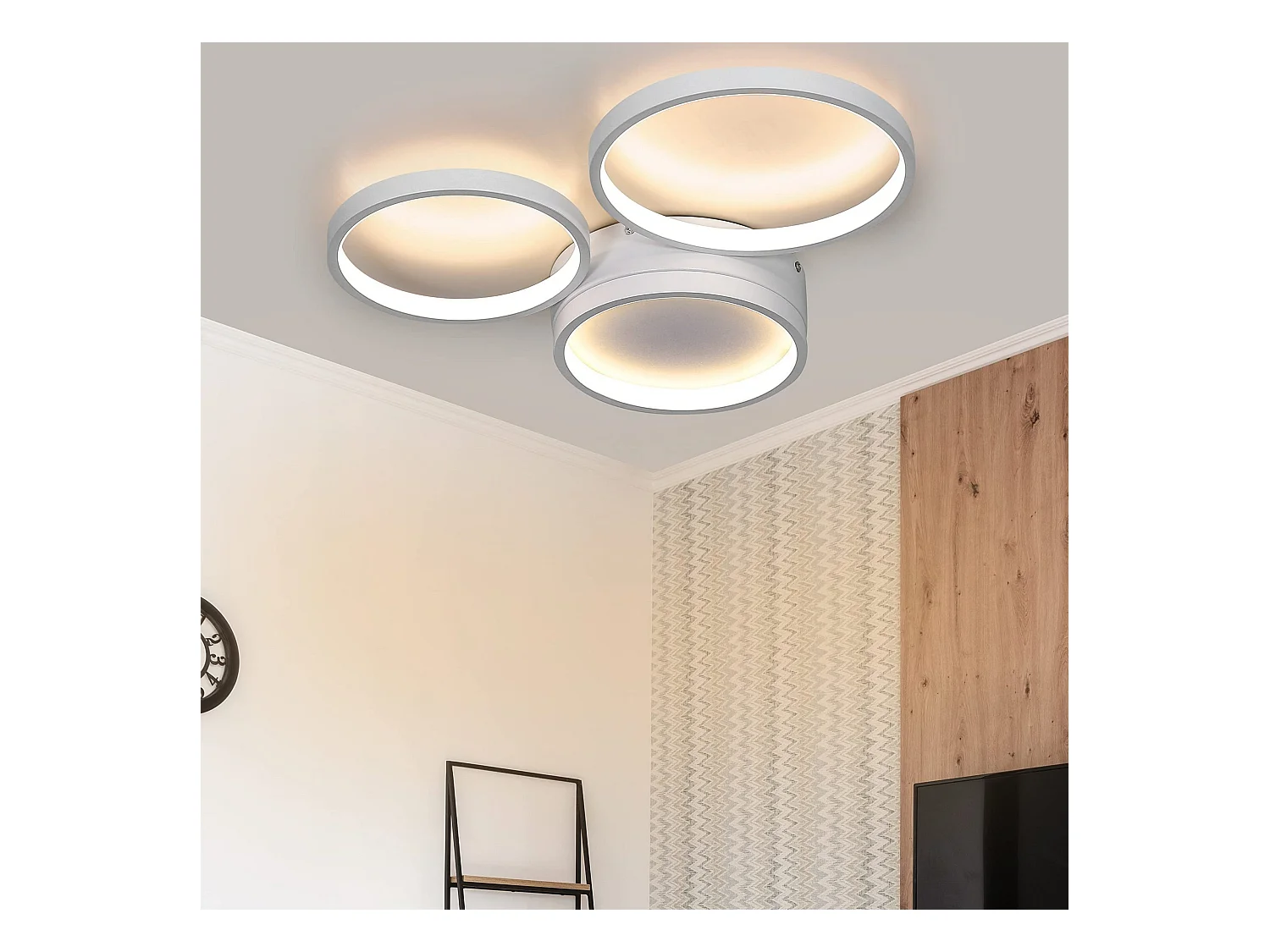 NETTLIFE Plafondlamp LED - Wit - Ringe Design - 3-Lichts - Metaal - 3000K Warm wit Licht - Moderne Plafondverlichting - 22W - voor Woonkamer | Slaapkamer | Eetkamer
