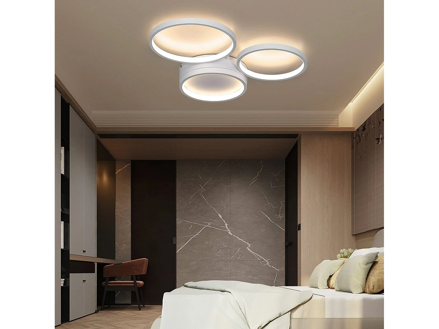 NETTLIFE Plafonnier LED Blanc Chaud Chambre 22 W Lampe Moderne Décoration pour Salon Chambre d'enfant Couloir Salle à Manger Cuisine