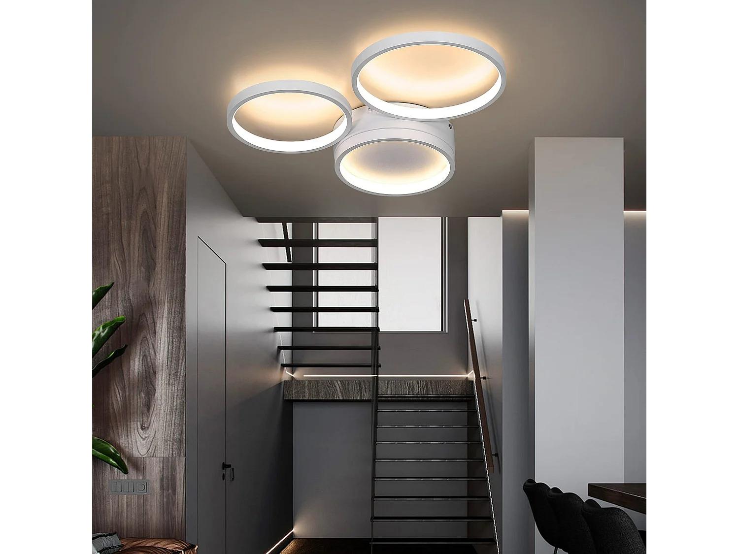 NETTLIFE Plafonnier LED Blanc Chaud Chambre 22 W Lampe Moderne Décoration pour Salon Chambre d'enfant Couloir Salle à Manger Cuisine