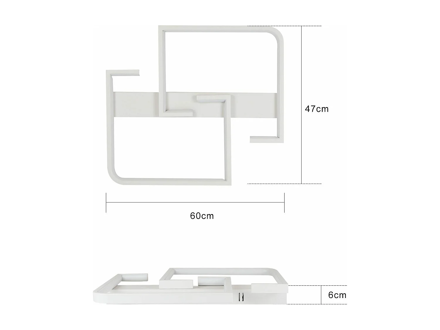 NETTLIFE Plafondlamp LED - vierkant - Wit - 60cm - 2-Lichts - 3000-6500K Dimbaar - Moderne Slaapkamerverlichting - Metaal - voor Keuken | Woonkamer | Hotel - 45W