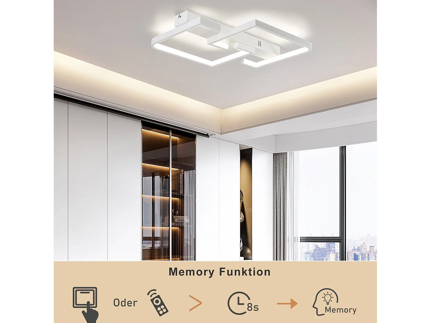 NETTLIFE Plafonnier LED Salon Dimmable avec Télécommande 45 W 60 cm Lampe en Métal Lampe Design Moderne pour Chambre Salle à Manger Cuisine Bureau