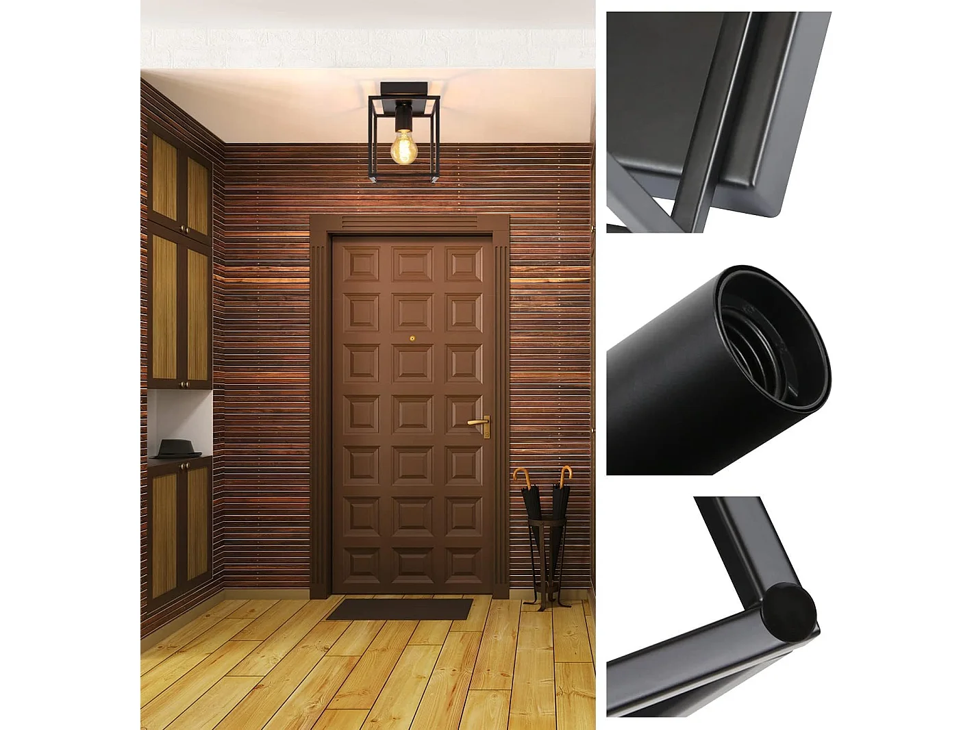 NETTLIFE Plafonnier LED Rétro Noir Lampe Industrielle pour Chambre Salon Lampe Vintage en Métal pour Couloir Cuisine Salle à Manger 40 W