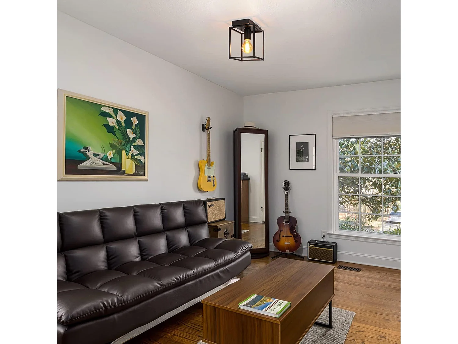 NETTLIFE Plafondlamp E27 - vierkant - Retro Plafondverlichting - Zwart - Vintage - Metalen Lamp - voor Slaapkamer | Woonkamer | Gang | Keuken - Max.40W