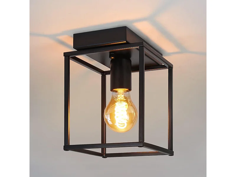 NETTLIFE Plafonnier LED Rétro Noir Lampe Industrielle pour Chambre Salon Lampe Vintage en Métal pour Couloir Cuisine Salle à Manger 40 W