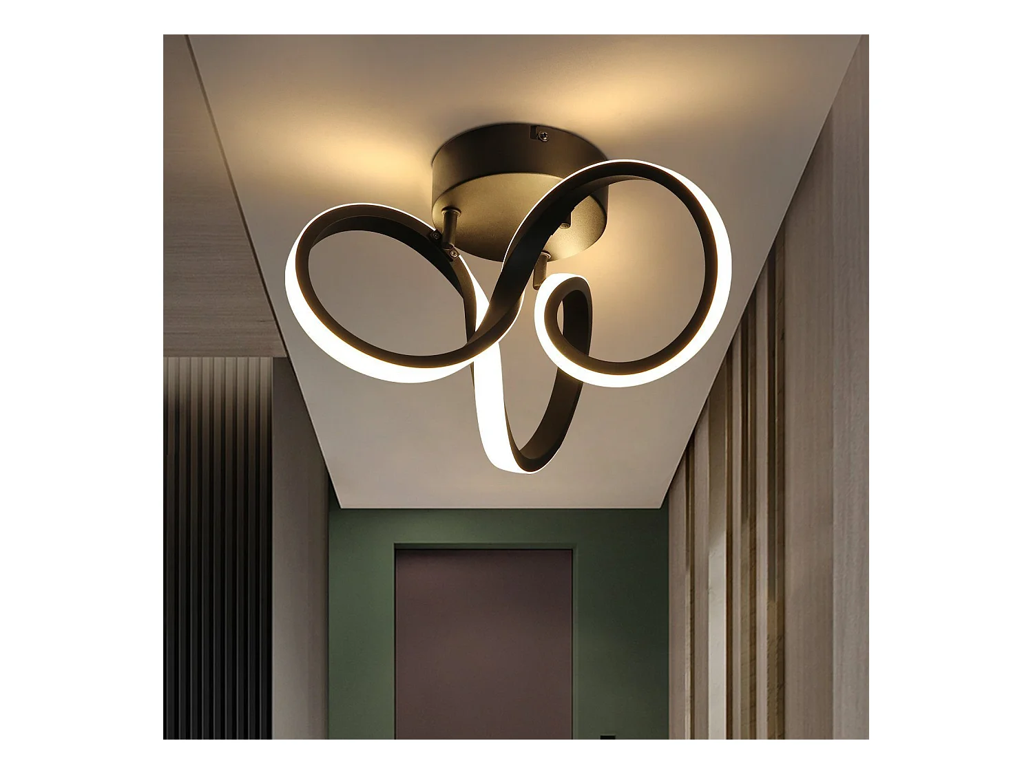 NETTLIFE LED Plafondlamp - zwart - 19W - 3000K warm wit - 31cm woonkamerlamp - voor hal | kantoor | studeerkamer