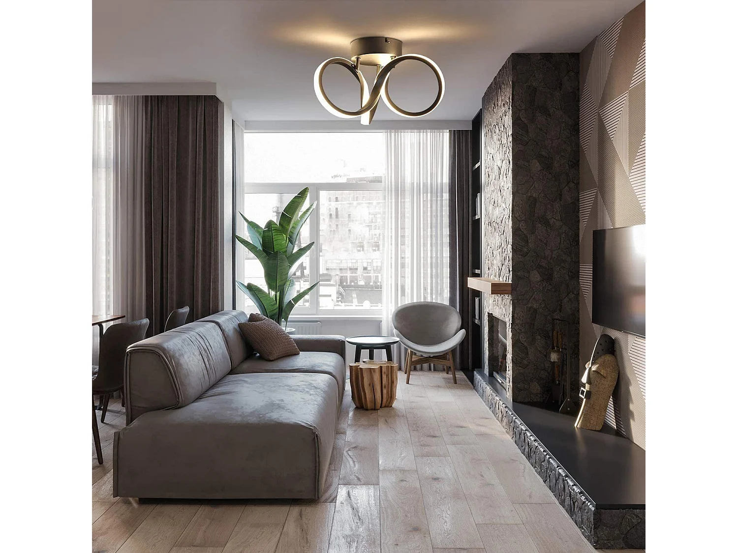 NETTLIFE Plafonnier LED noir 31cm, 19 W intérieur 3000 K blanc chaud pour couloir, bureau, bureau, salon, chambre