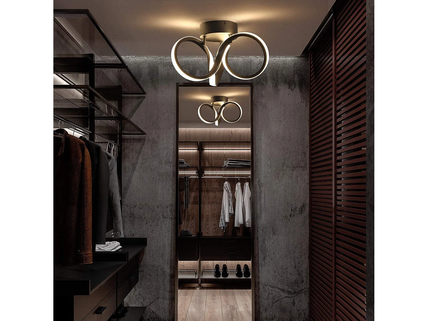 NETTLIFE Plafonnier LED noir 31cm, 19 W intérieur 3000 K blanc chaud pour couloir, bureau, bureau, salon, chambre