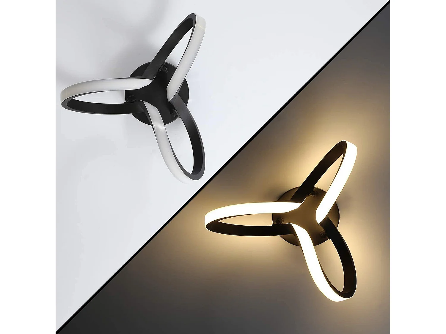 NETTLIFE LED Plafondlamp - zwart - 19W - 3000K warm wit - 31cm woonkamerlamp - voor hal | kantoor | studeerkamer