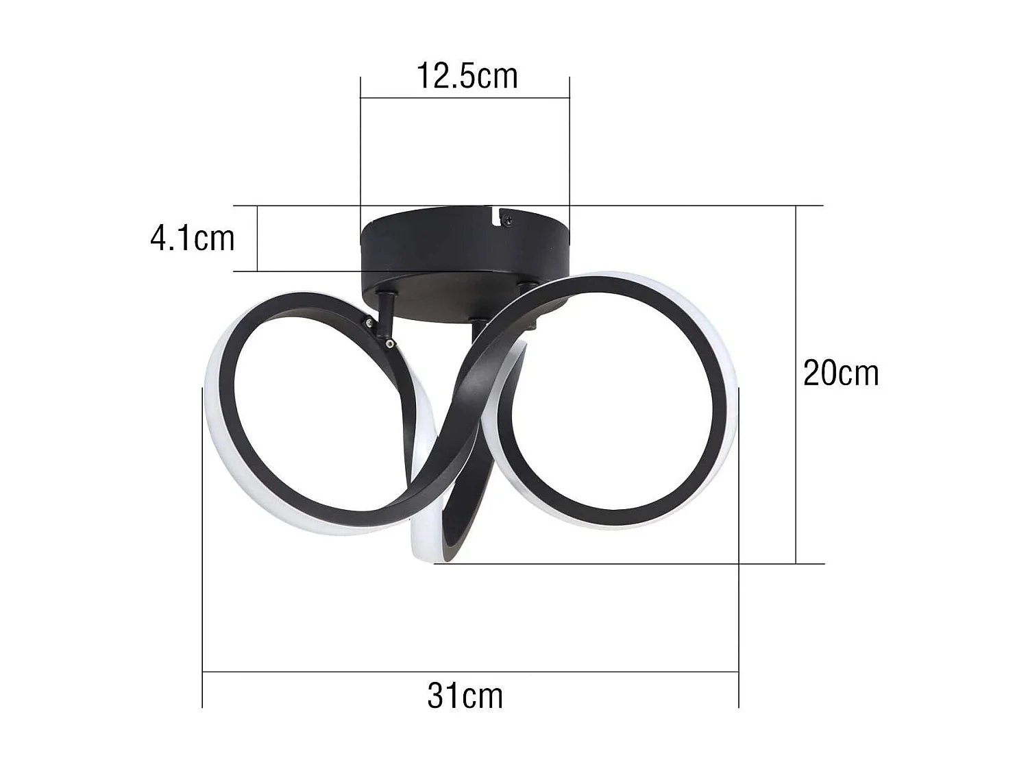 NETTLIFE LED Plafondlamp - zwart - 19W - 3000K warm wit - 31cm woonkamerlamp - voor hal | kantoor | studeerkamer