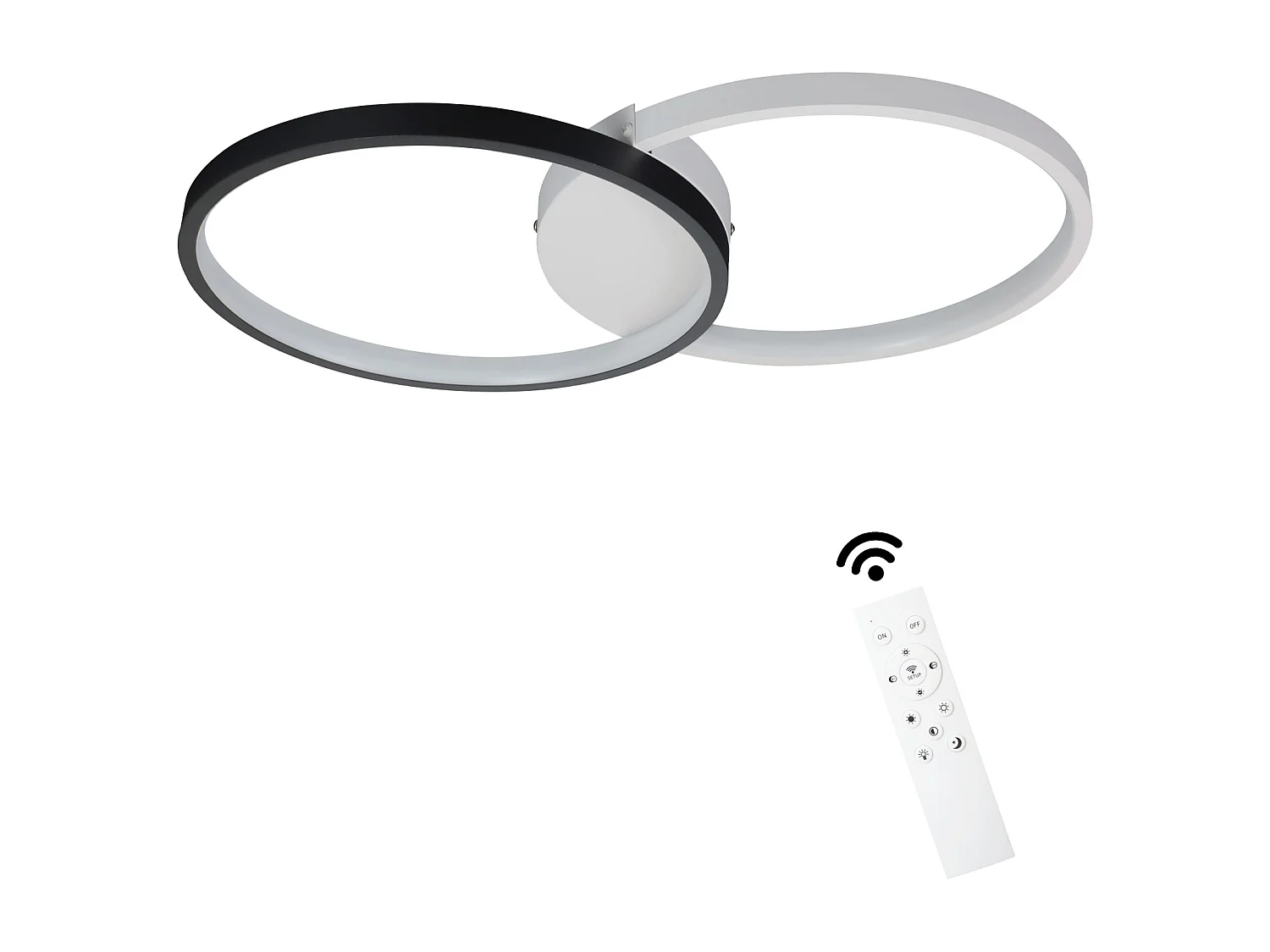 NETTLIFE Plafonnier LED 45W, 3000K-6000K, 50CM dimmable noir moderne avec télécommande lampe de salon lampe de cuisine design en métal pour chambre