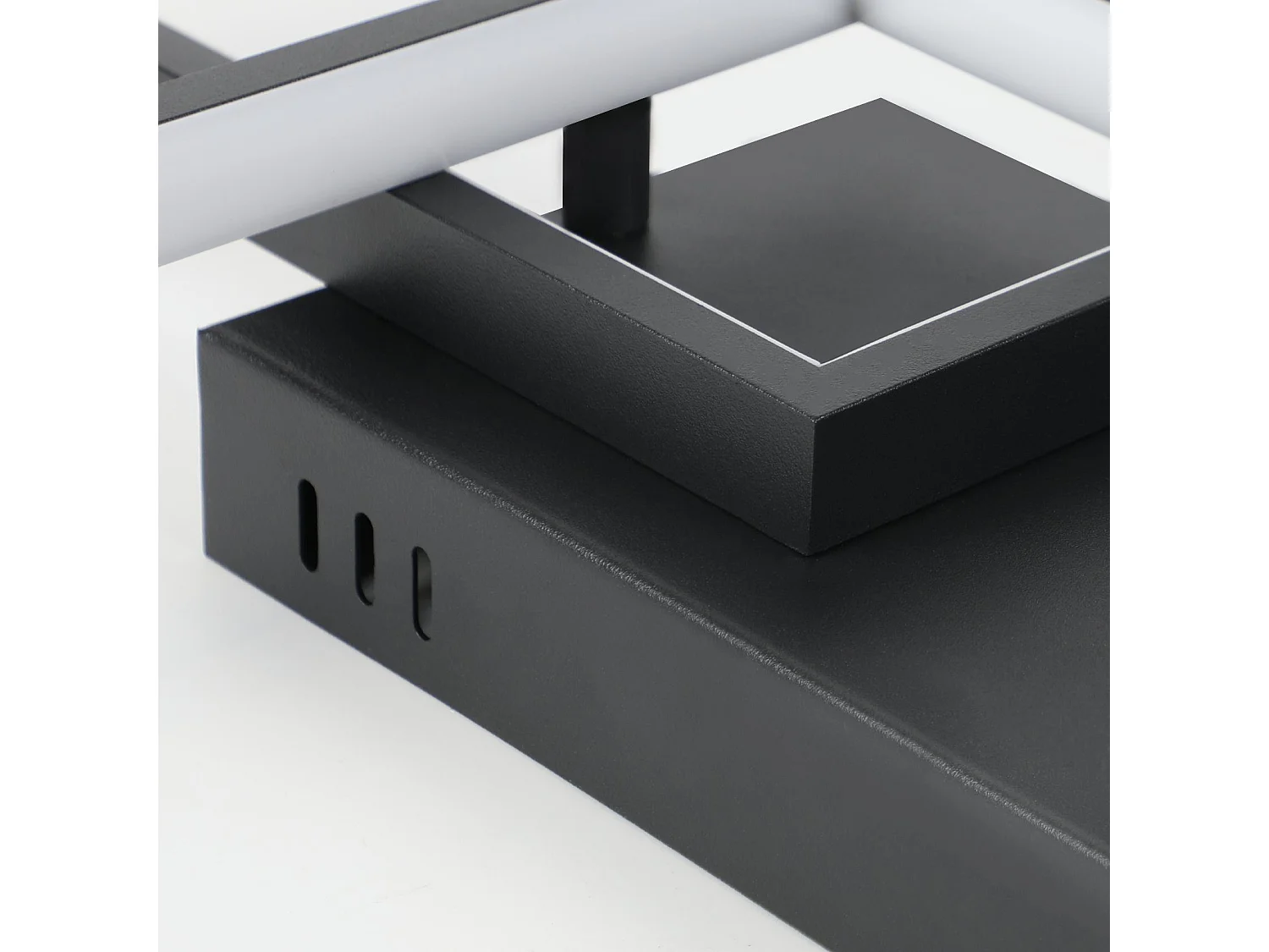 Schwarze LED Deckenleuchte 80 cm Modernes Wohnzimmer Dimmbar Mit Fernbedienung 48w Rechteck Metall Design