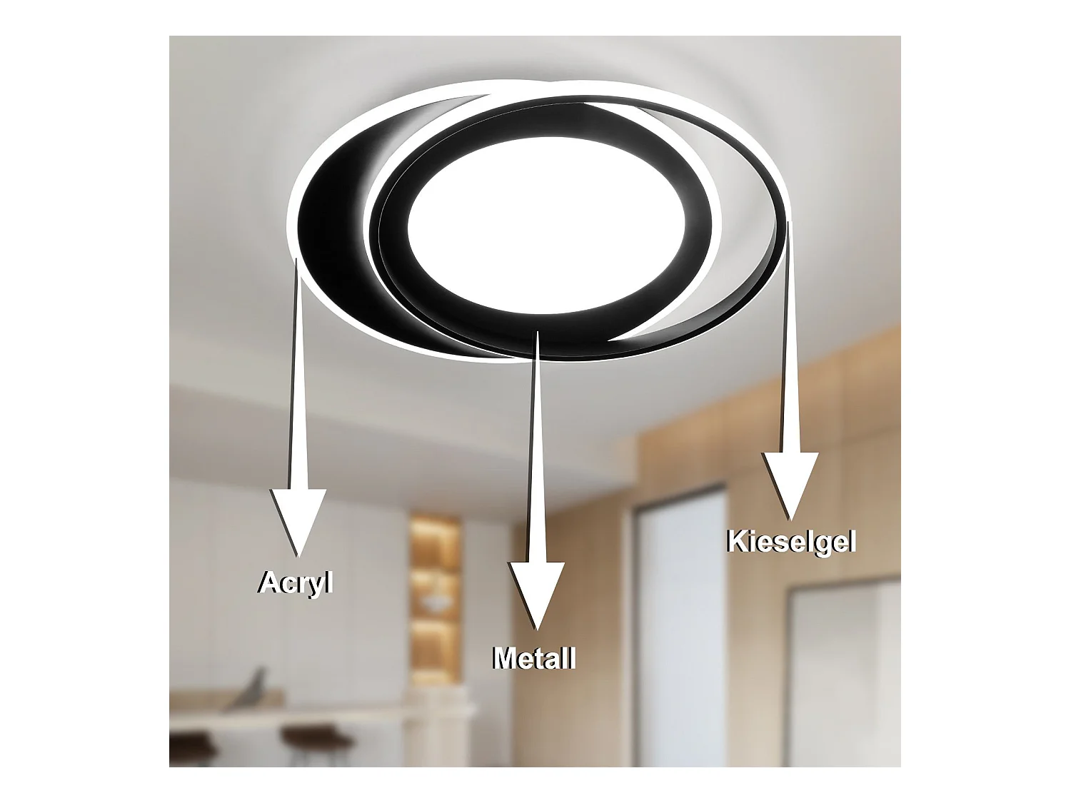 NETTLIFE Plafonnier LED Rond 66W Moderne Chambre Noir Dimmable avec Télécommande