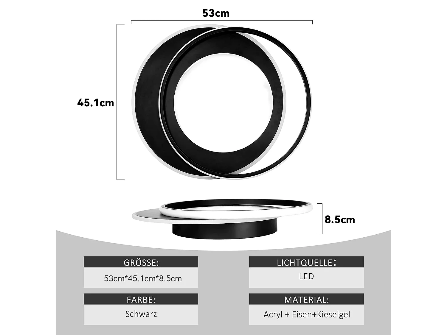 NETTLIFE Ronde LED Plafondlamp 66W Moderne Slaapkamer Zwart Dimbaar met Afstandsbediening