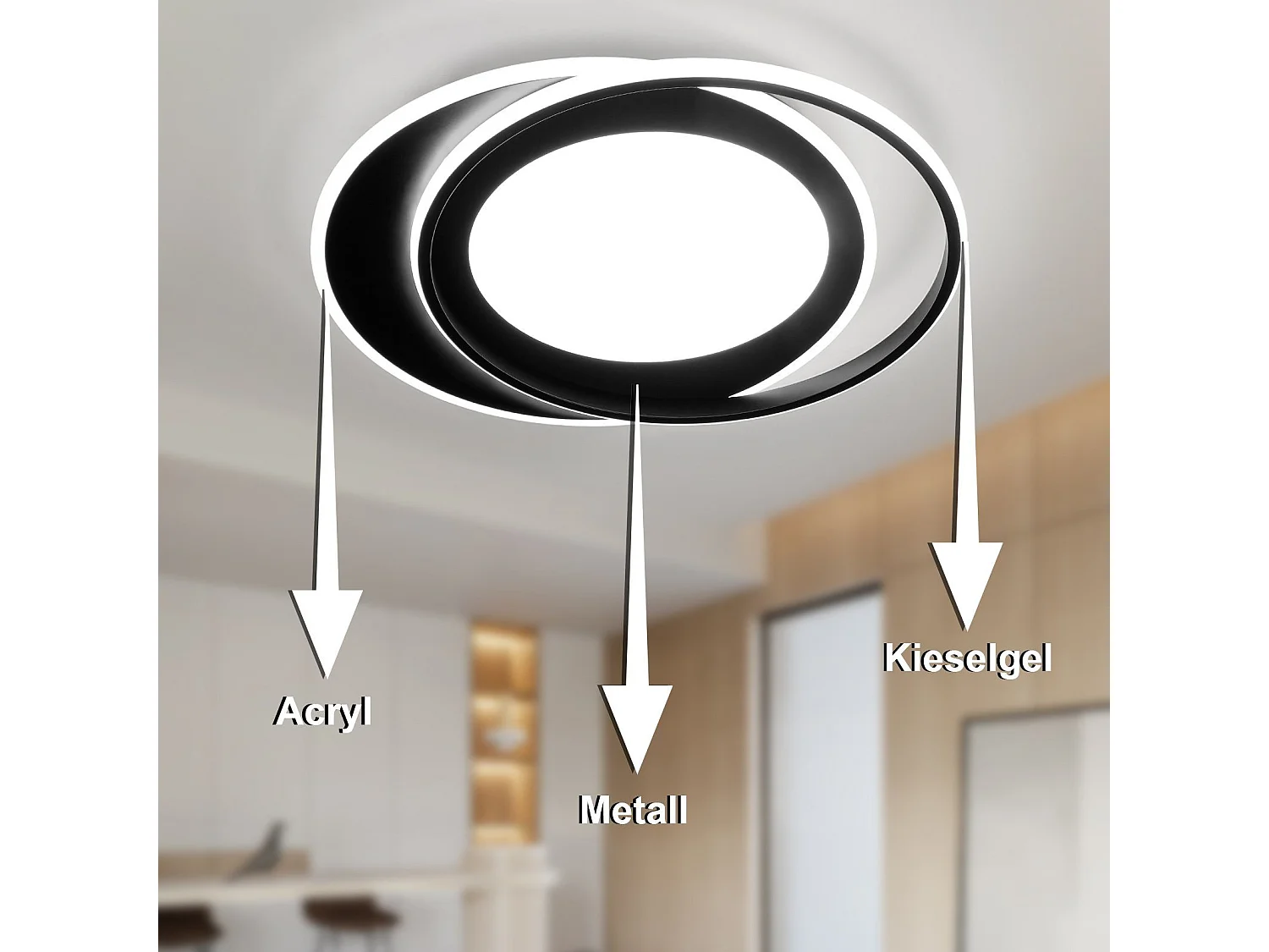 NETTLIFE Ronde LED Plafondlamp 66W Moderne Slaapkamer Zwart Dimbaar met Afstandsbediening