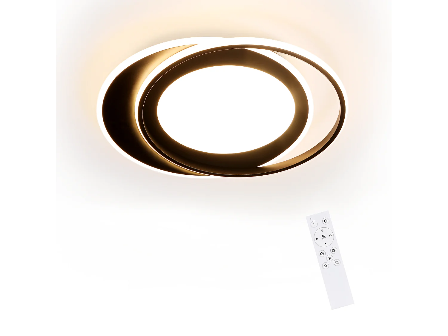 NETTLIFE Plafonnier LED Rond 66W Moderne Chambre Noir Dimmable avec Télécommande