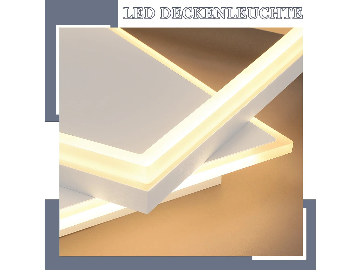 NETTLIFE LED Plafondlamp - vierkant - wit - Dimbaar 3000-6000K -slaapkamerlamp met afstandsbediening 42W - modern keukenlamp van acryl voor woonkamer | keuken