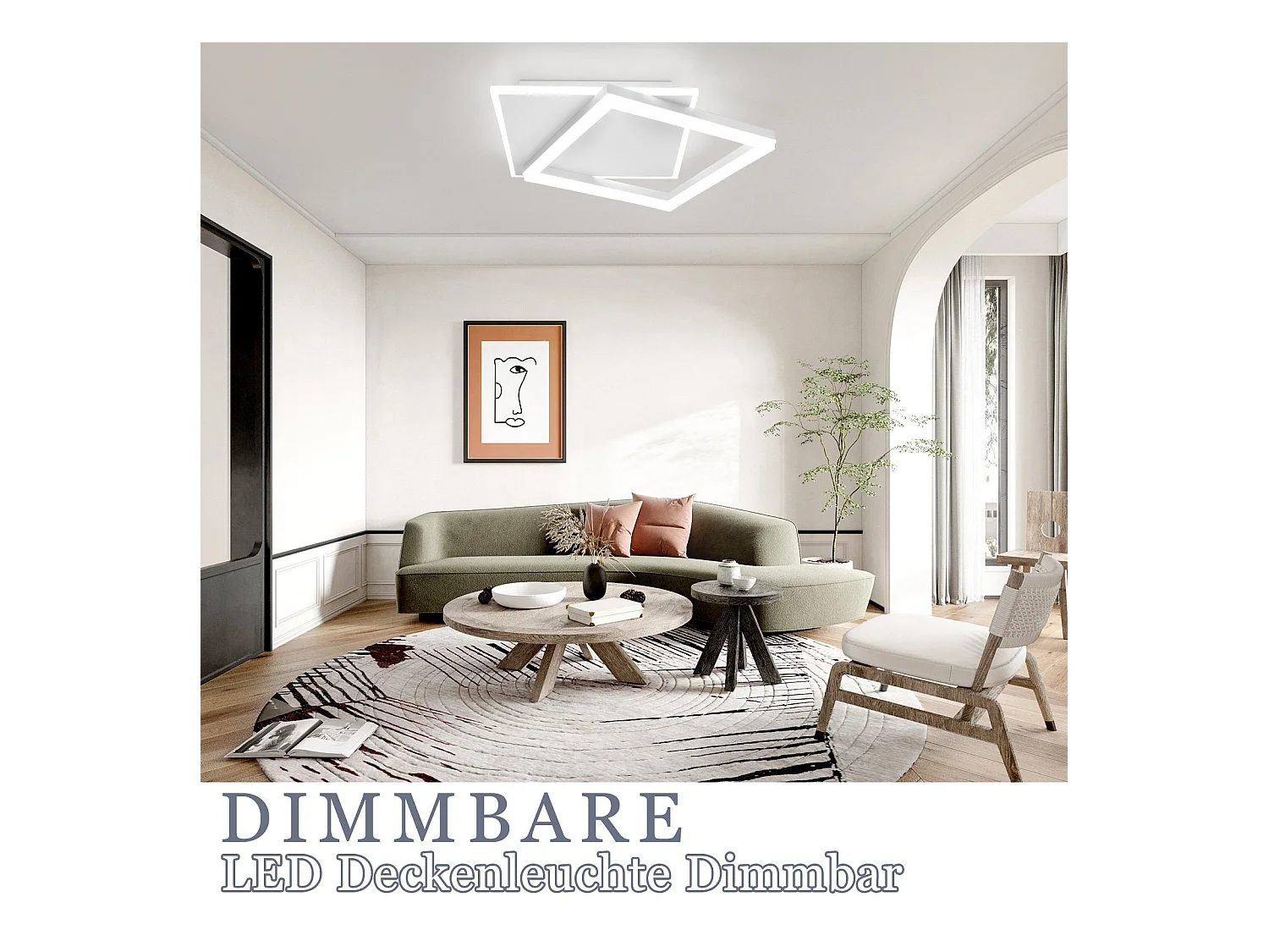 NETTLIFE Plafonnier LED Salon Chambre Lampe Dimmable avec Télécommande 42W Design Moderne Carré Blanc en Acrylique pour Cuisine