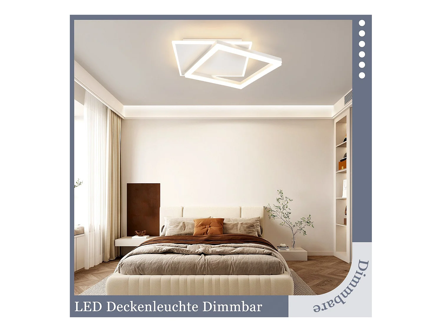 NETTLIFE Plafonnier LED Salon Chambre Lampe Dimmable avec Télécommande 42W Design Moderne Carré Blanc en Acrylique pour Cuisine