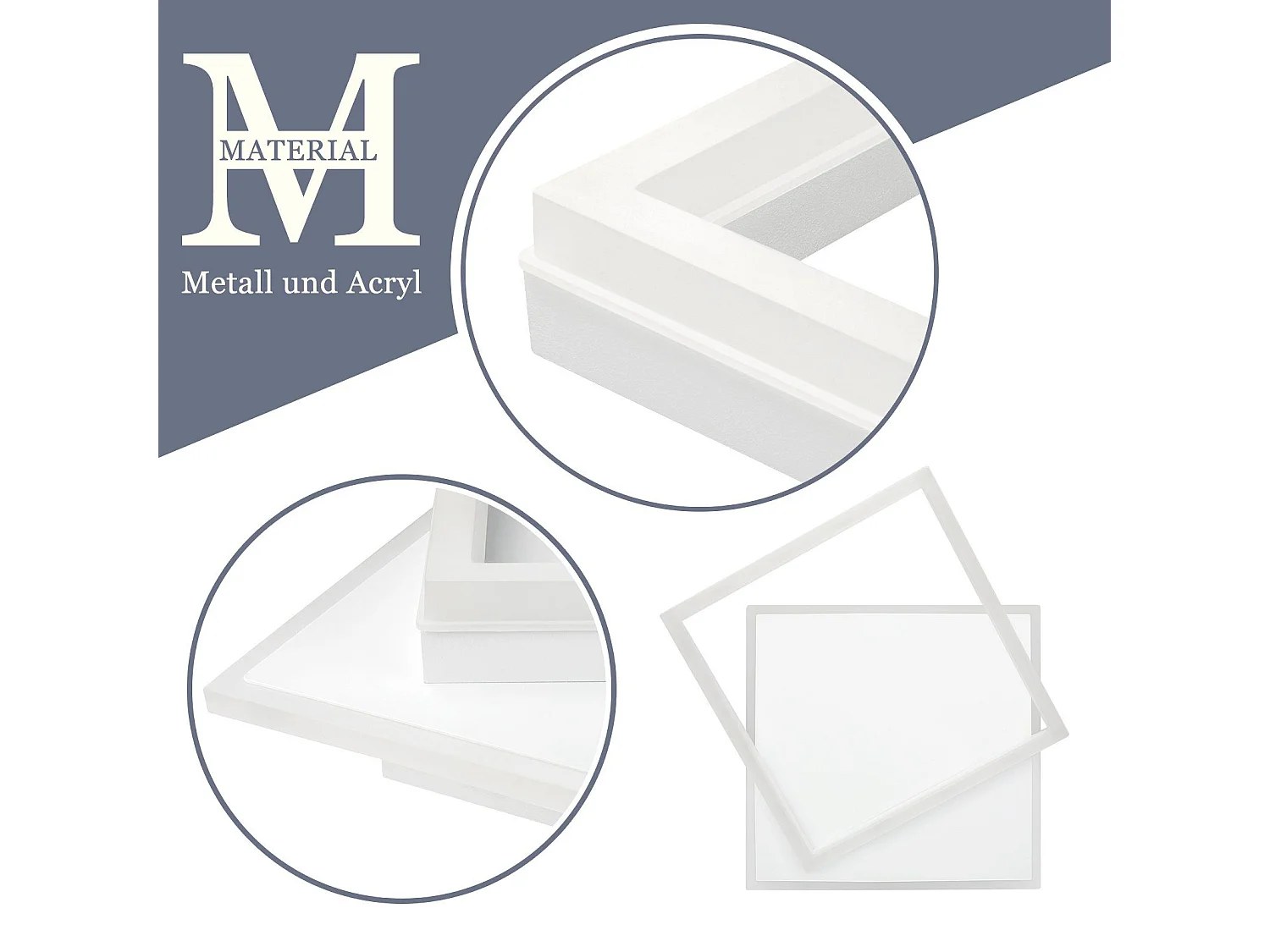 NETTLIFE Plafonnier LED Salon Chambre Lampe Dimmable avec Télécommande 42W Design Moderne Carré Blanc en Acrylique pour Cuisine