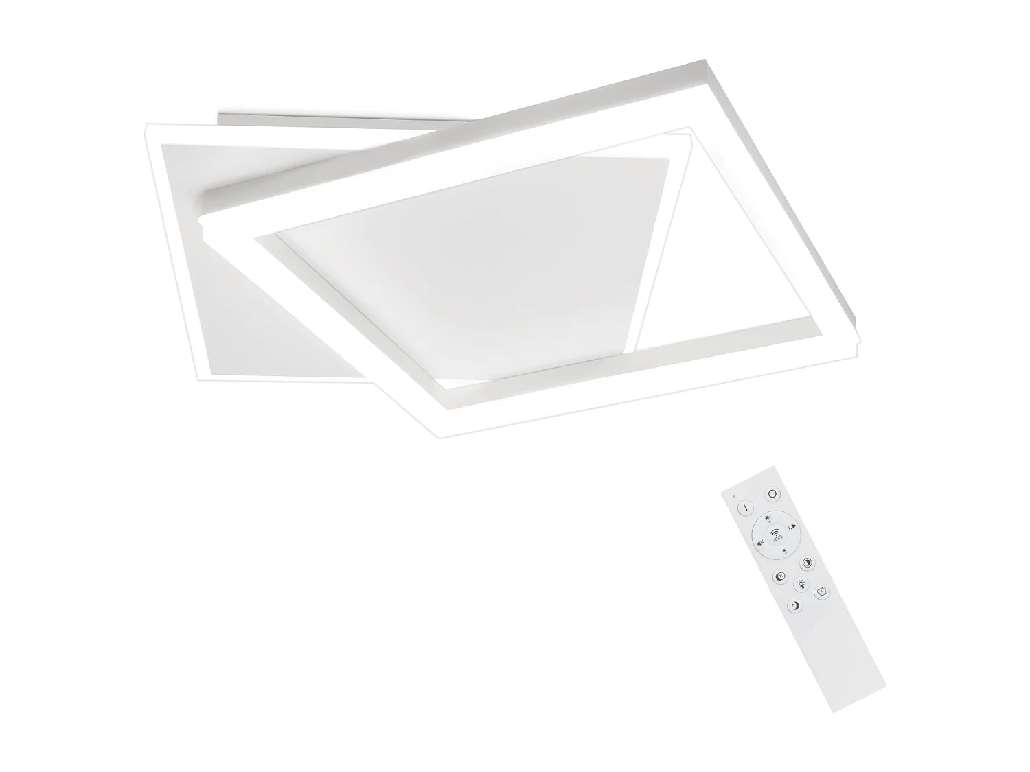 NETTLIFE Plafonnier LED Salon Chambre Lampe Dimmable avec Télécommande 42W Design Moderne Carré Blanc en Acrylique pour Cuisine