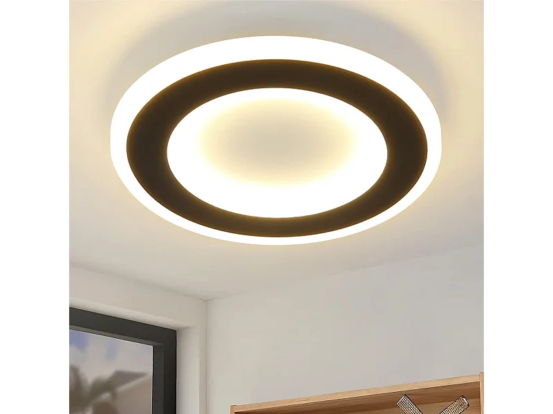 LED Deckenleuchte 23W Schwarz Rund Modern Warmweiß 24cm Schlafzimmerlampe