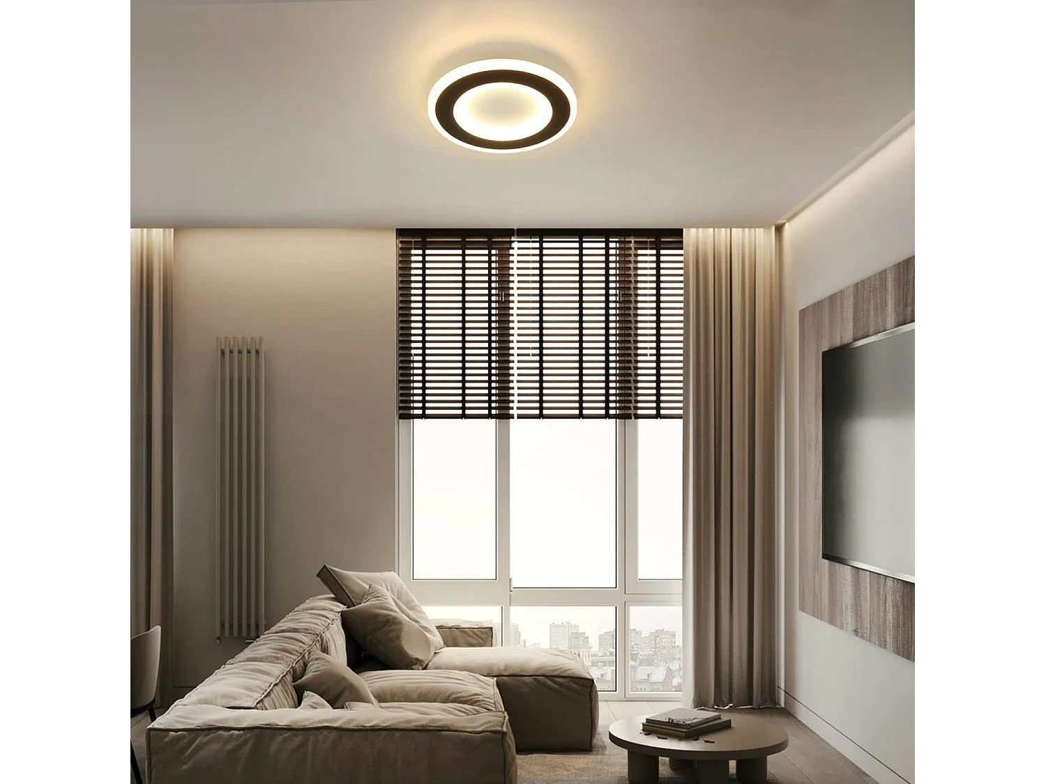 NETTLIFE LED Plafondlamp - zwart - rond - 20W keukenlamp - 3000K warm wit - modern slaapkamerlamp 24cm - voor woonkamer | hal