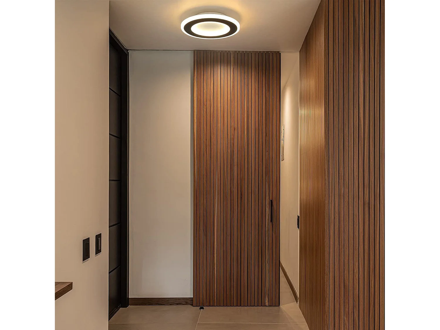 NETTLIFE LED Plafondlamp - zwart - rond - 20W keukenlamp - 3000K warm wit - modern slaapkamerlamp 24cm - voor woonkamer | hal