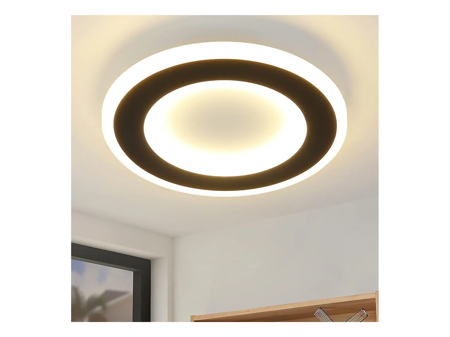NETTLIFE LED Plafondlamp - zwart - rond - 20W keukenlamp - 3000K warm wit - modern slaapkamerlamp 24cm - voor woonkamer | hal