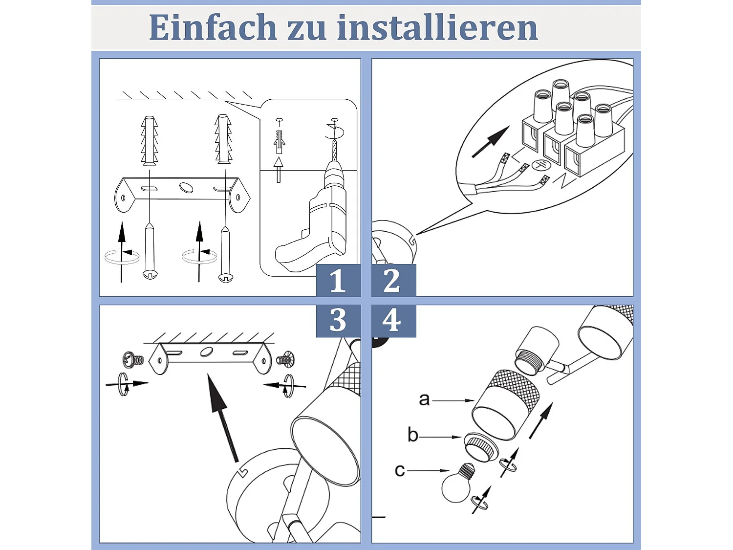 NETTLIFE Opbouwspot stof E27 Fitting 3 Lichts zwart Vintage Plafondlamp draaibar 330° Plafondspot  met gouden stoffen Lampkap
