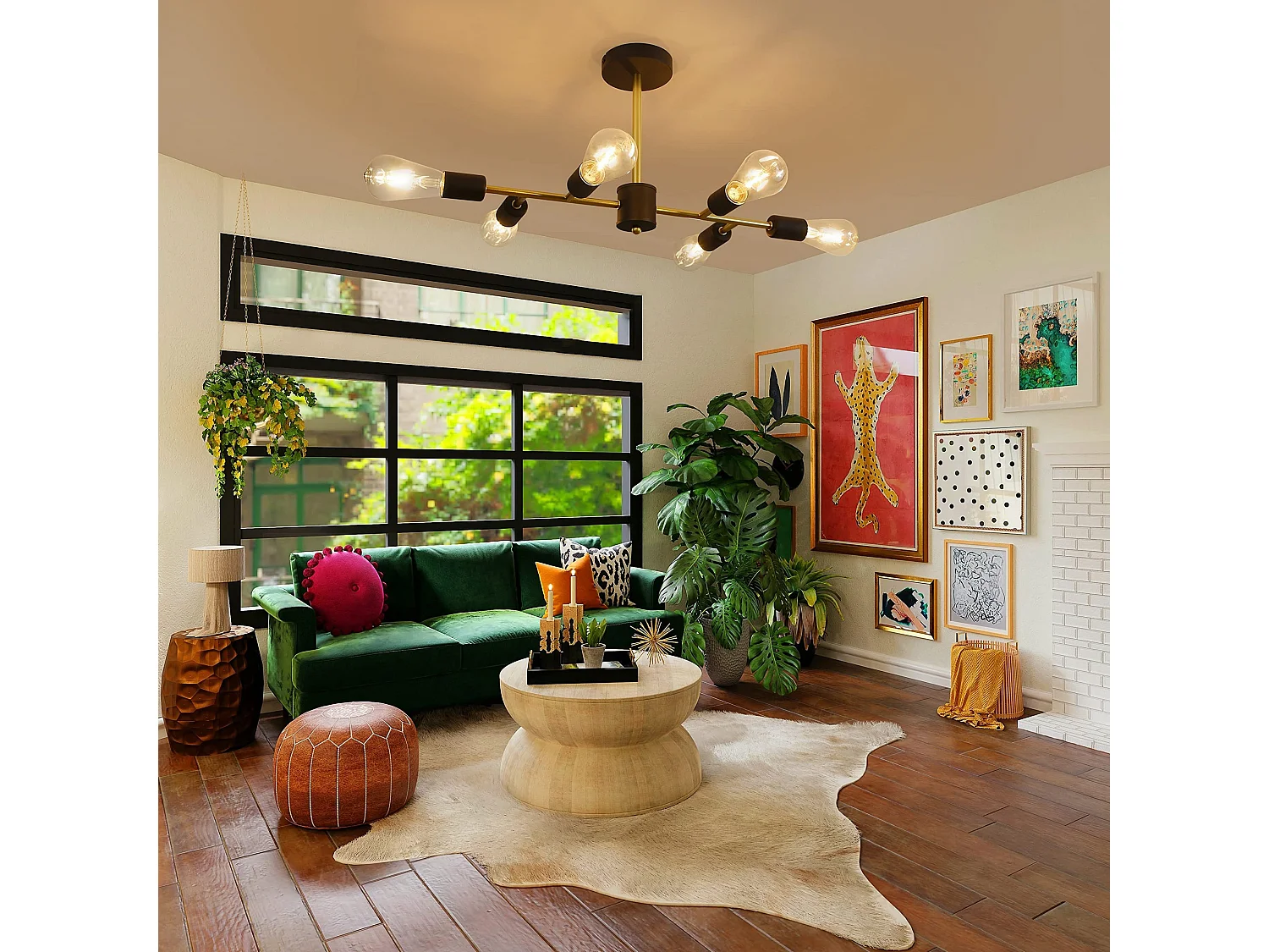 NETTLIFE Plafondlamp E27 – Zwart – 6-Lichts - Metaal - Vintage Plafondverlichting – Metaal - voor Slaapkamer | Woonkamer – Max. 25 W