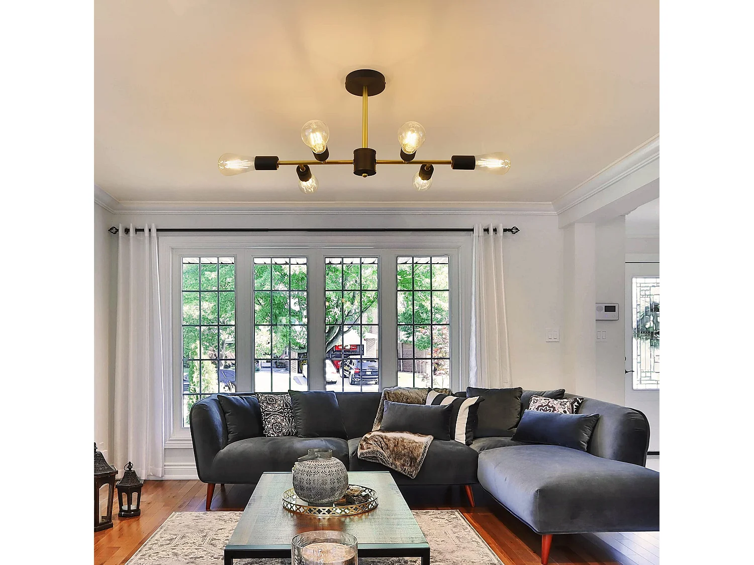 NETTLIFE Plafondlamp E27 – Zwart – 6-Lichts - Metaal - Vintage Plafondverlichting – Metaal - voor Slaapkamer | Woonkamer – Max. 25 W