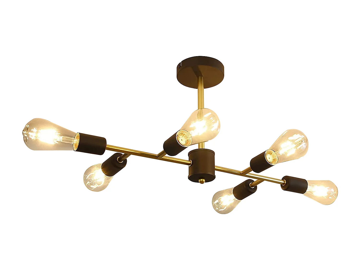 NETTLIFE Plafonnier Noir Lustre Lampe E27 Industriel Chambre Lampe Rétro pour Salon Salle à Manger Couloir Restaurant Hôtel Café