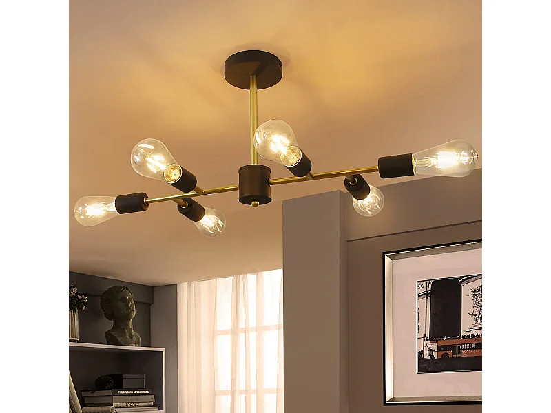 NETTLIFE Plafonnier Noir Lustre Lampe E27 Industriel Chambre Lampe Rétro pour Salon Salle à Manger Couloir Restaurant Hôtel Café