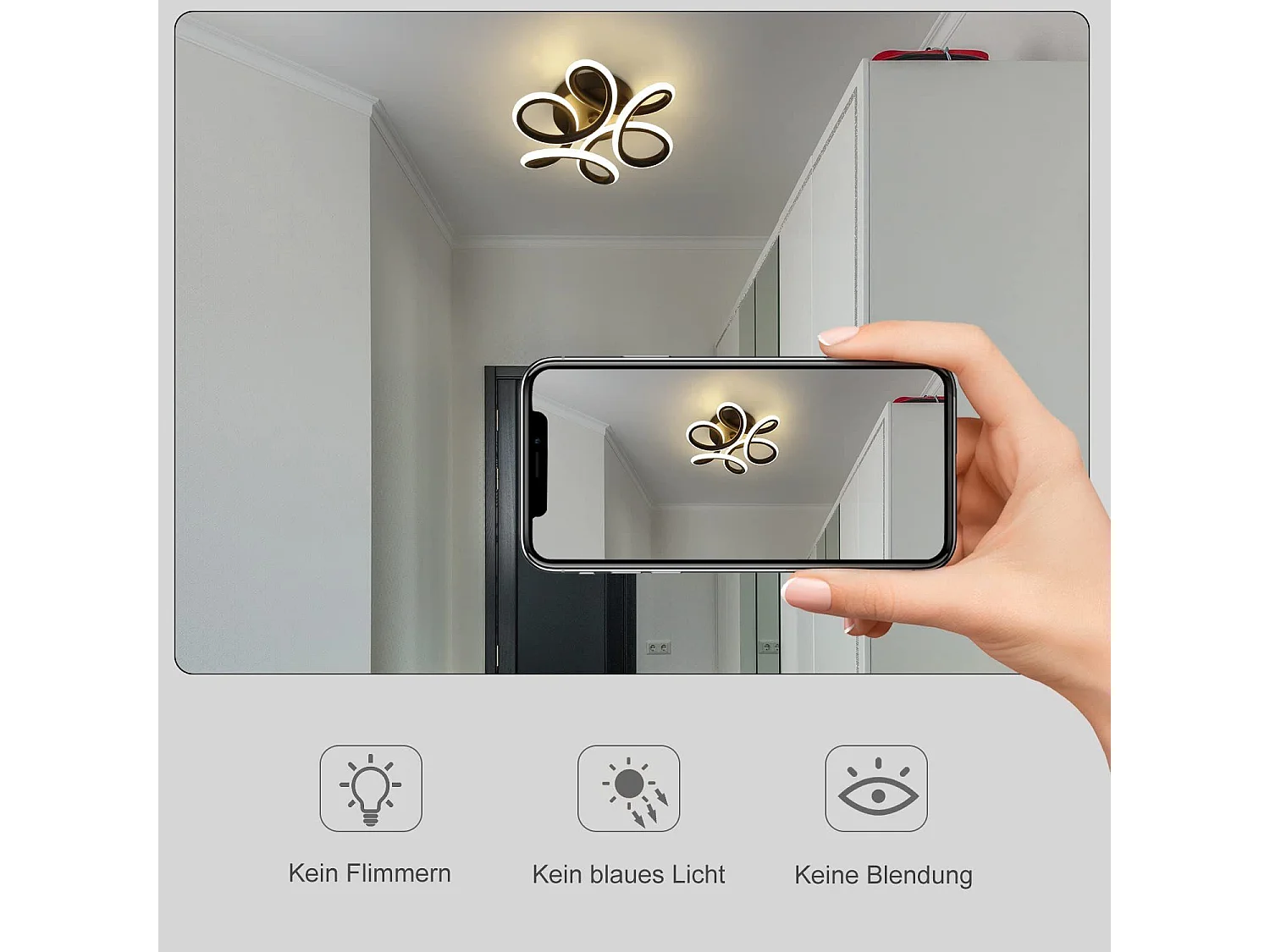 NETTLIFE Plafonnier LED Noir 17W 3000K Lampe de Couloir Moderne Blanc Chaud Géométrie Design Métal pour Couloir Entrée Chambre Cuisine