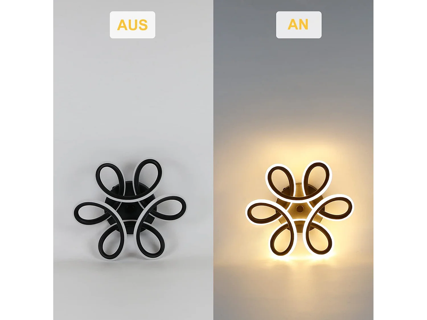 NETTLIFE Plafonnier LED Noir 17W 3000K Lampe de Couloir Moderne Blanc Chaud Géométrie Design Métal pour Couloir Entrée Chambre Cuisine