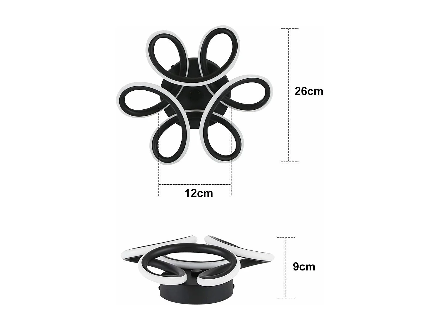 NETTLIFE Plafonnier LED Noir 17W 3000K Lampe de Couloir Moderne Blanc Chaud Géométrie Design Métal pour Couloir Entrée Chambre Cuisine