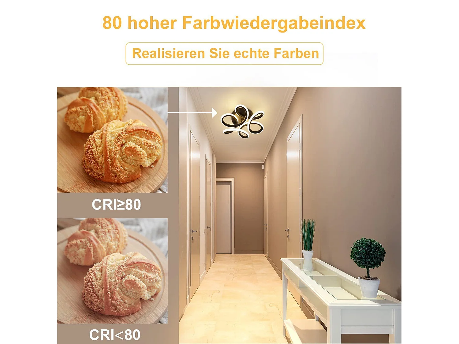 NETTLIFE Plafonnier LED Noir 17W 3000K Lampe de Couloir Moderne Blanc Chaud Géométrie Design Métal pour Couloir Entrée Chambre Cuisine