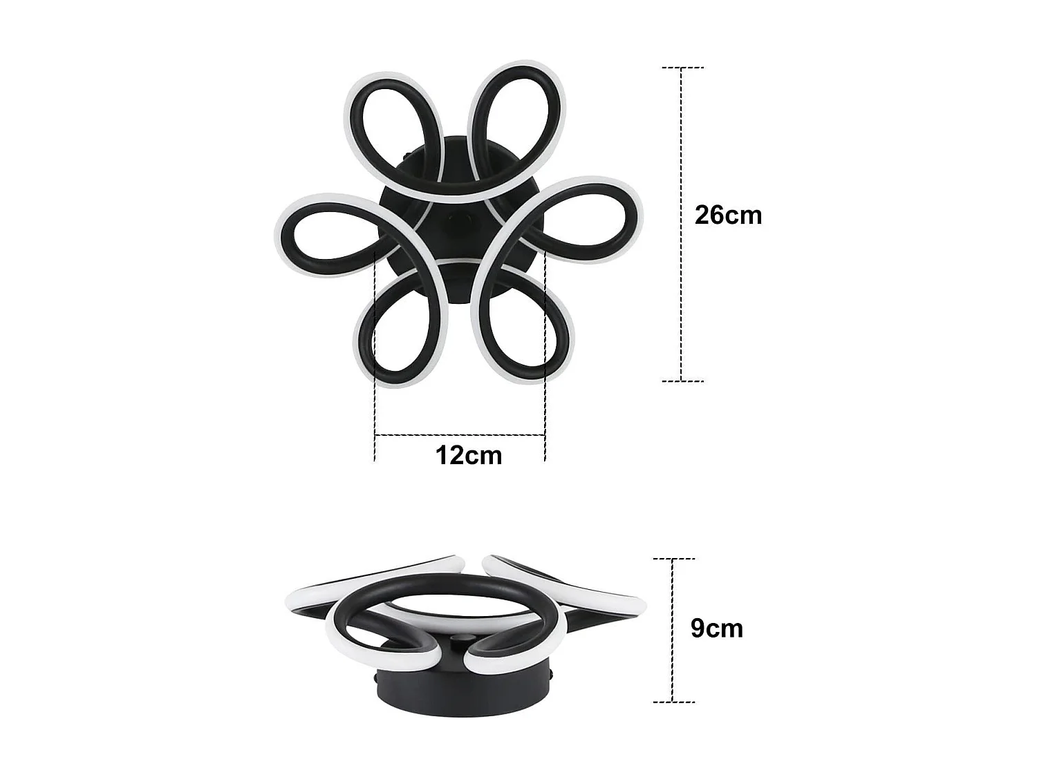 NETTLIFE Plafonnier LED Noir 17W 3000K Lampe de Couloir Moderne Blanc Chaud Géométrie Design Métal pour Couloir Entrée Chambre Cuisine