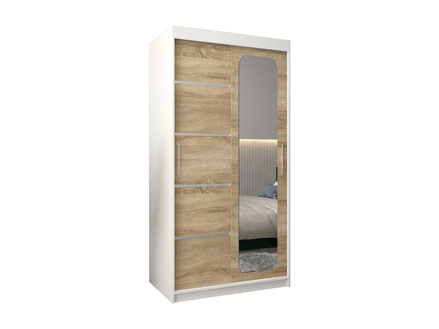 SCHWEBETÜRENSCHRANK PROMO V2 200/100/62 2-türig (Weiß/Sonoma)