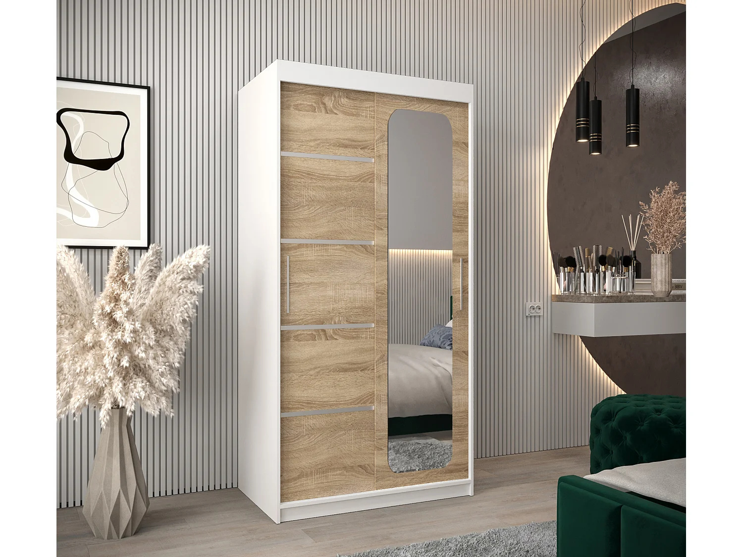 ARMOIRE PROMO V2 À PORTES COULISSANTES 200/100/62 2 Portes (Blanc/Sonoma)