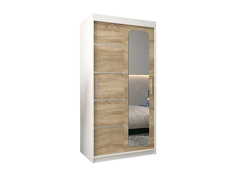 ARMOIRE PROMO V2 À PORTES COULISSANTES 200/100/62 2 Portes (Blanc/Sonoma)