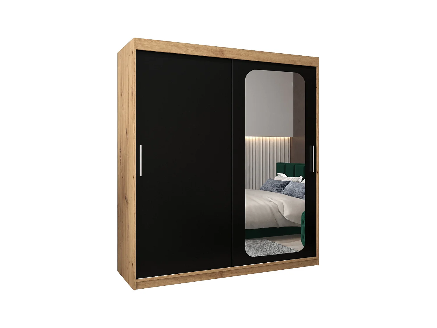 ARMOIRE PROMO T2 À PORTES COULISSANTES 200/180/62 2 Portes (Artisan/Noir)
