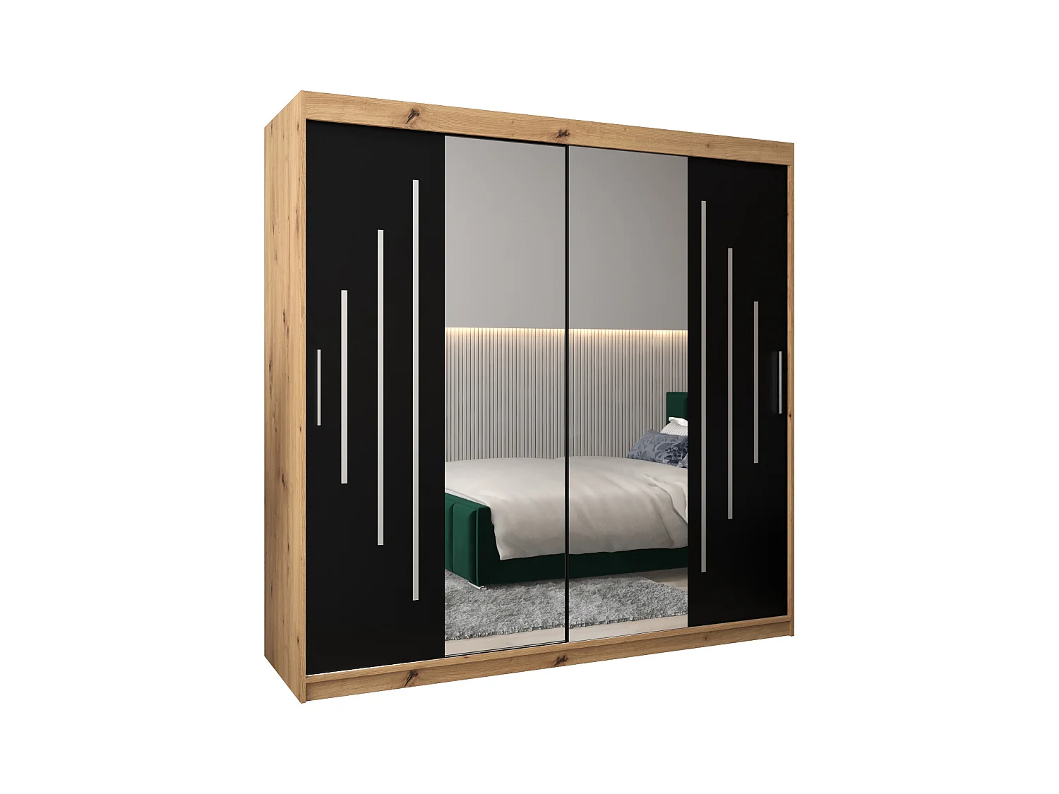 ARMOIRE YORK 1 À PORTES COULISSANTES 200/200/62 2 Portes (Artisan/Noir)