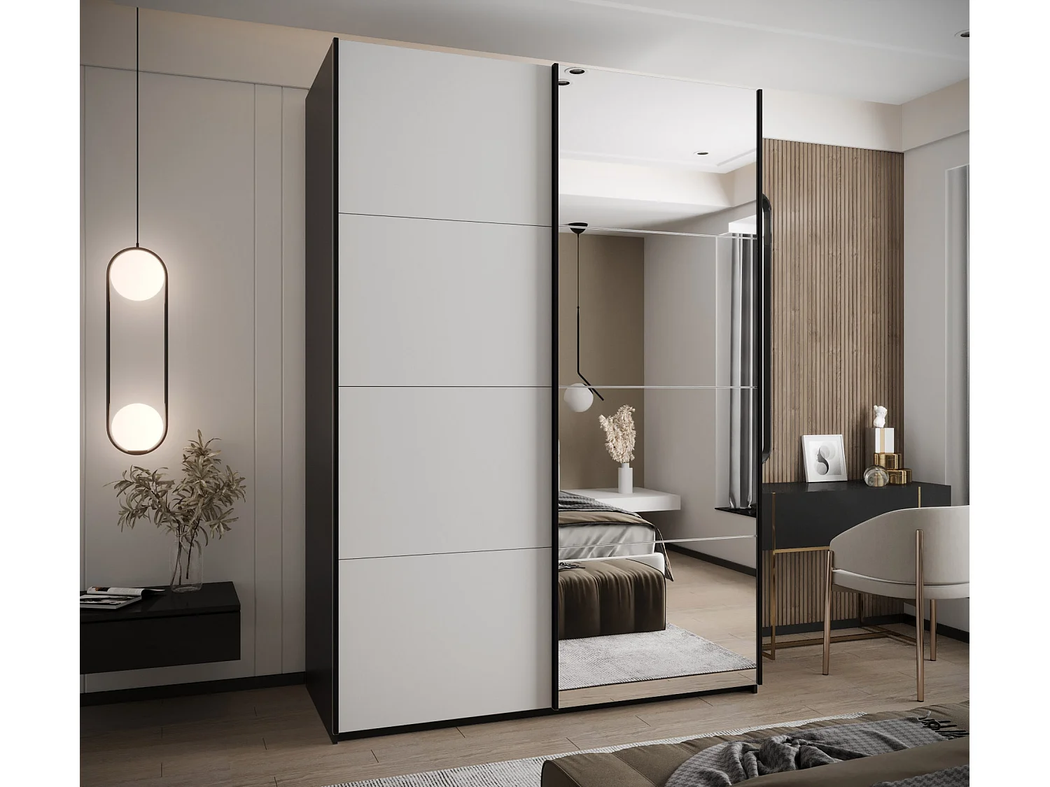 Armadio Lux 3 245,5/170/64 (Nero/Blanc/Nero)