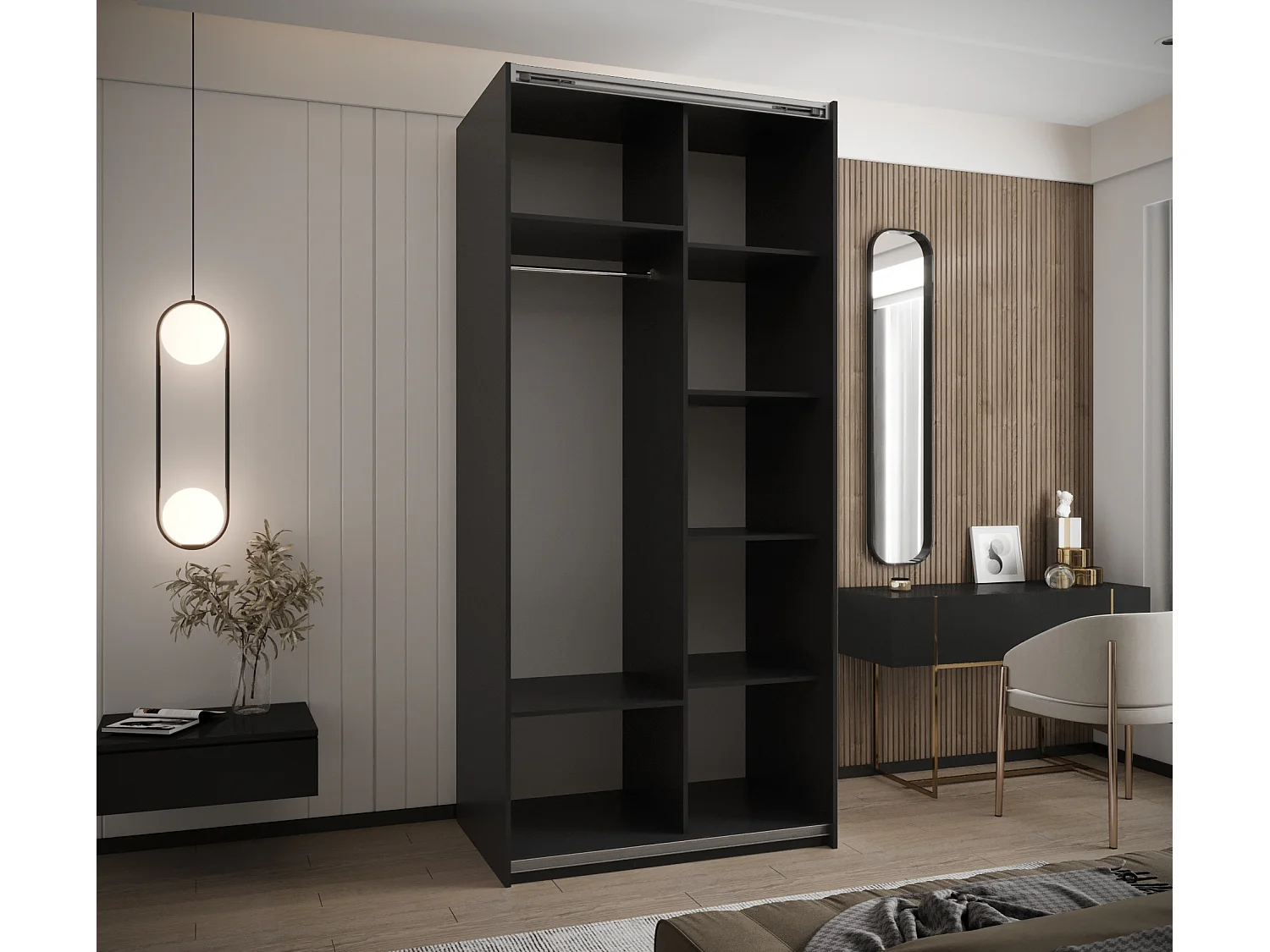 Armoire Lux 2 245,5/100/64 (Noir/Noir/Noir)
