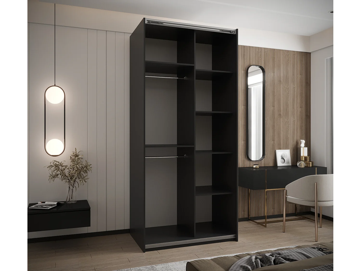 Armoire Lux 2 245,5/100/64 (Noir/Noir/Noir)