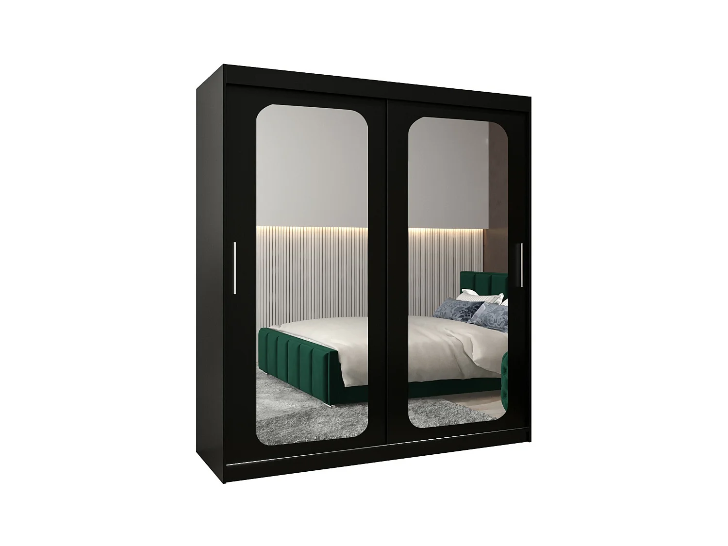 PROMO T3 KLEDINGKAST MET SCHUIFDEUREN 200/180/62 2 deuren (zwart/zwart)
