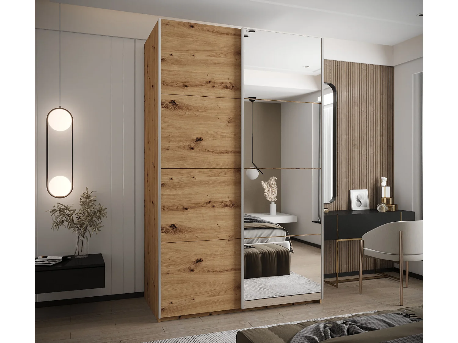 Armoire Lux 3 245,5/160/64 (Artisan/Artisan/Argent)